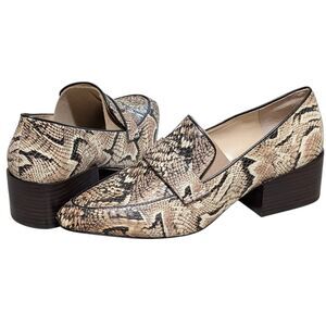 Vince Camuto Adealia leather snakeskin loafer block heel size 9.5 M stylish
